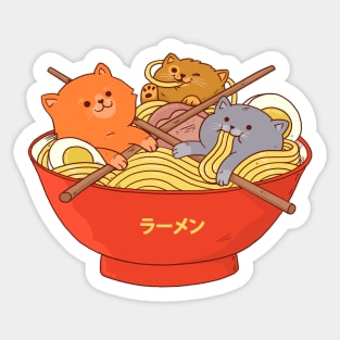 Ramen and cats Sticker